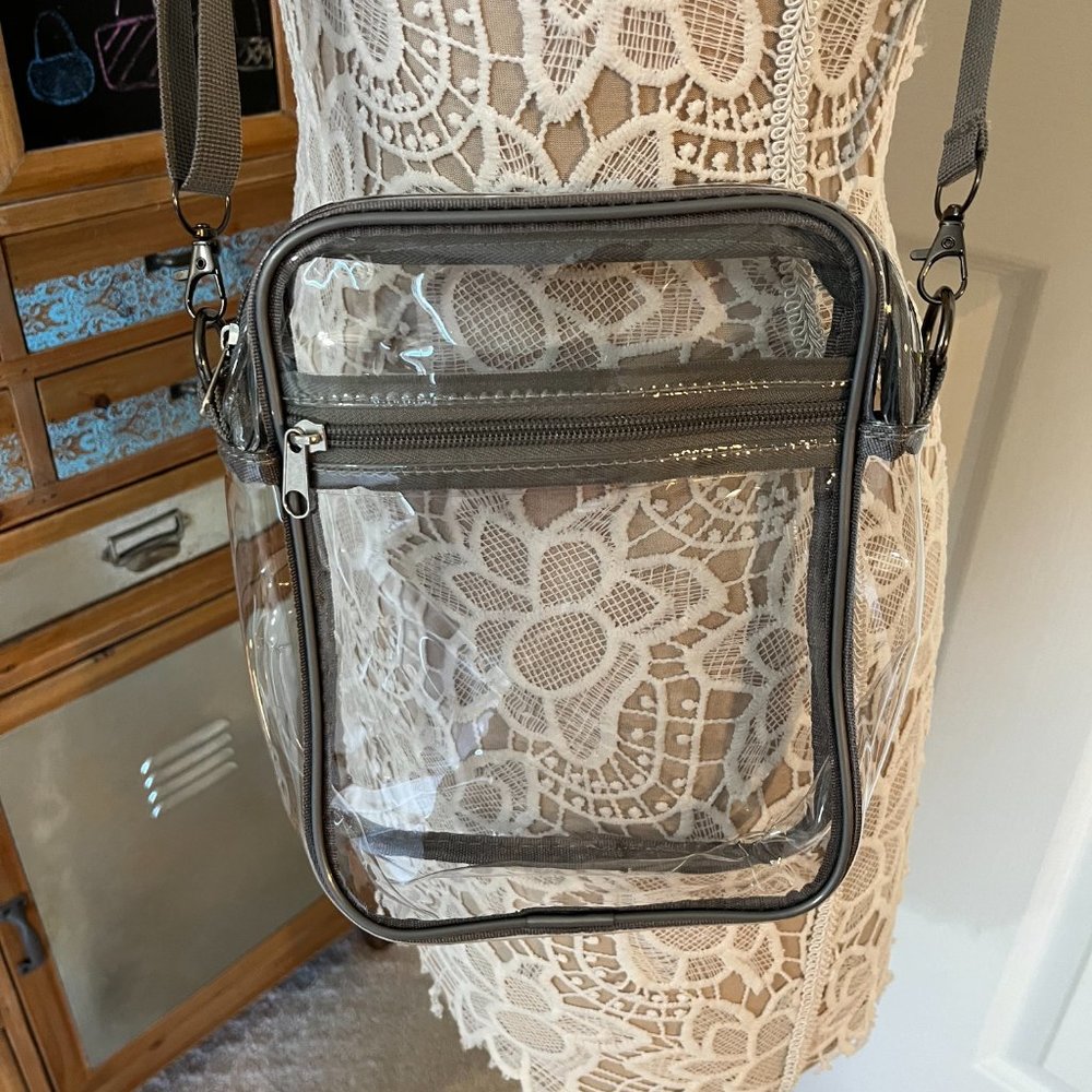 Men's Clear Crossbody Size MD Handbag for Stadium Events - NWT - Gray - Picture 6 of 7